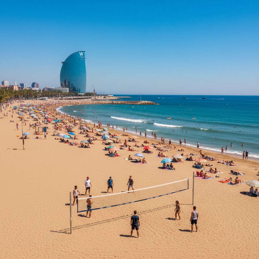 Barceloneta Beach with the W Hotel in the background