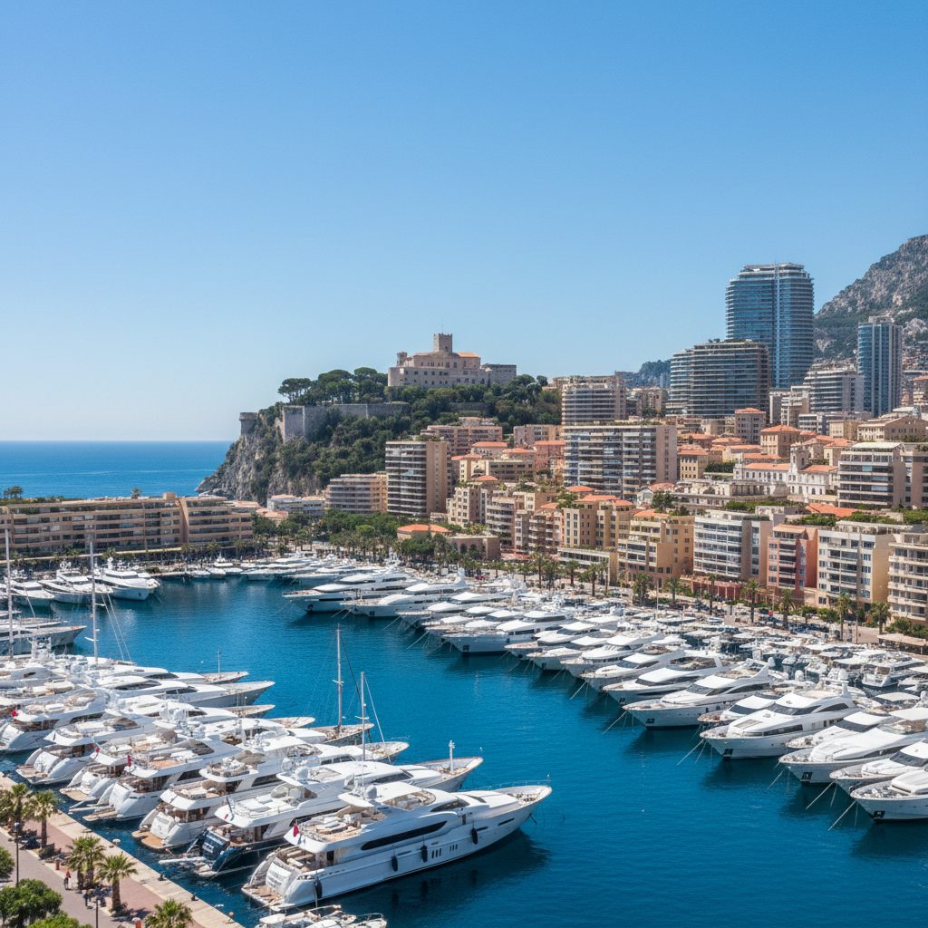 Port Hercule marina filled with luxury superyachts
