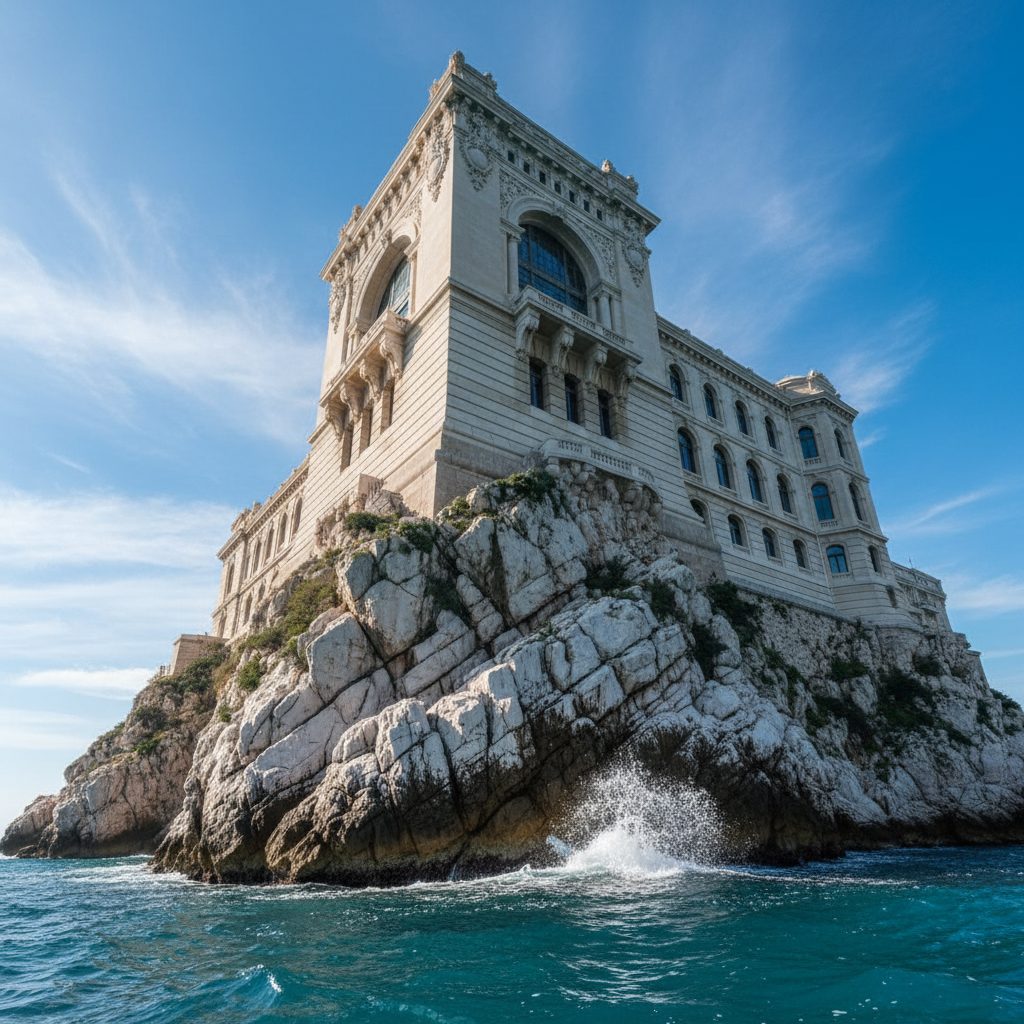 The Oceanographic Museum perched on the cliff edge