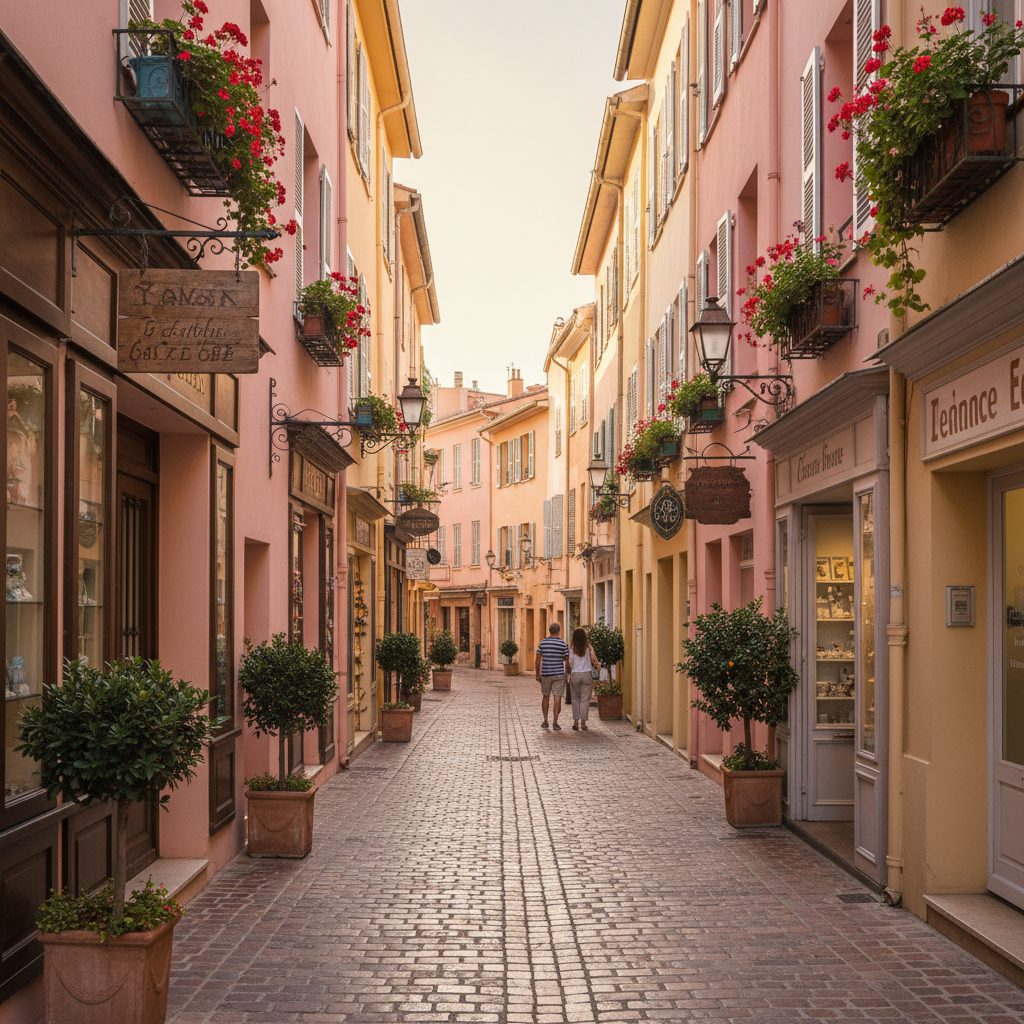 Narrow pastel streets of Monaco-Ville old town